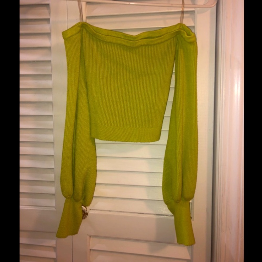 Off the shoulder crop sweater